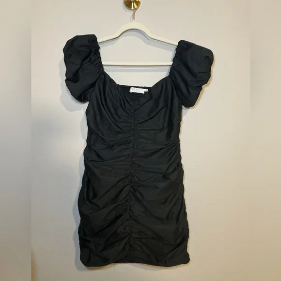 Astr Black Gathered Mini Dress - Picture 2 of 7
